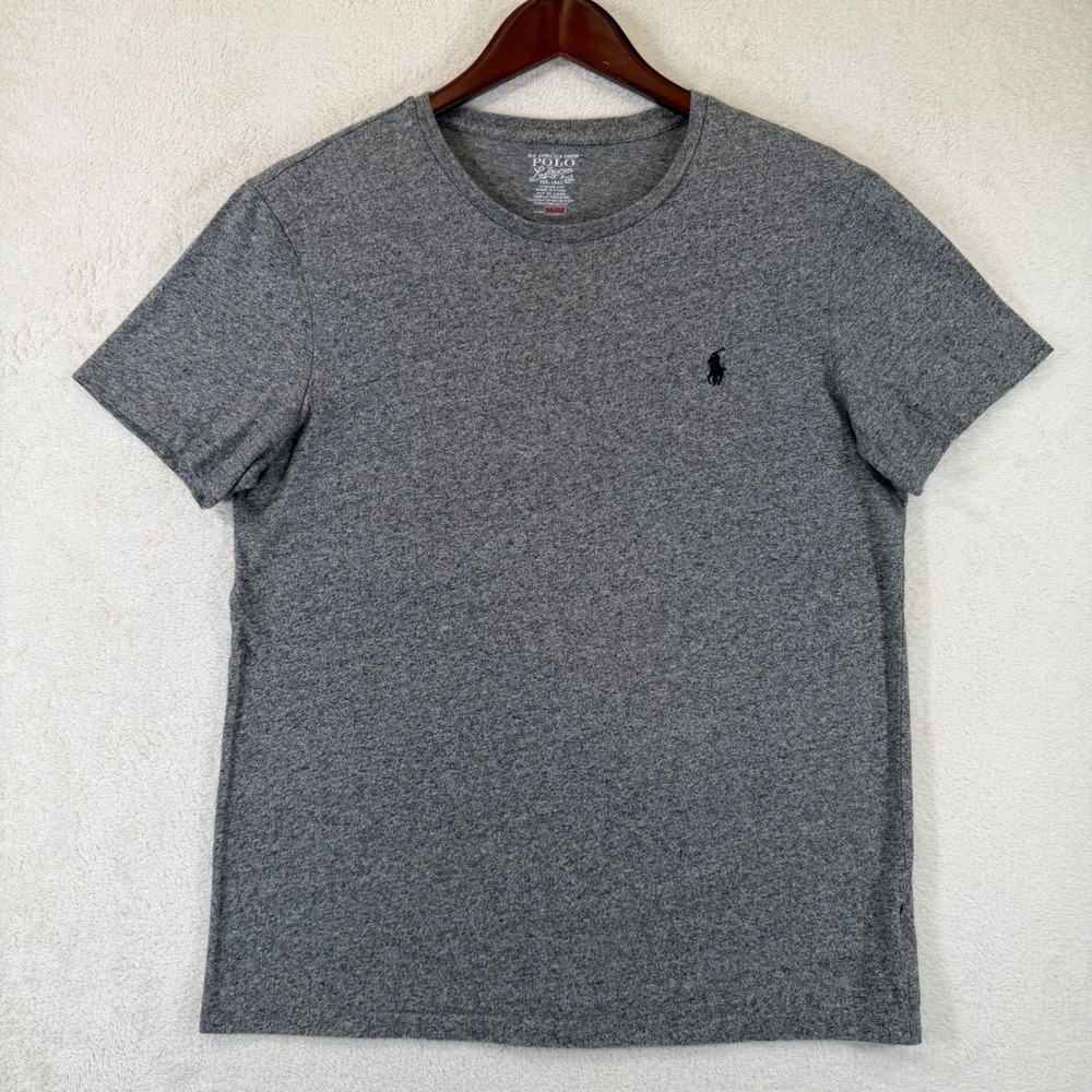 Polo Ralph Lauren Custom Fit Gray Heather T-Shirt Men's M Black Pony Crew Neck